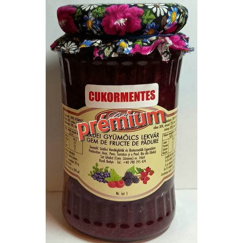 Kézműves Székely cukormentes lekvár - ERDEI GYÜMÖLCS 370g  EXTRA KISZERELÉS- 100 % gyümölcs, édesítőszer nélkül, sűrítőanyag nélkül