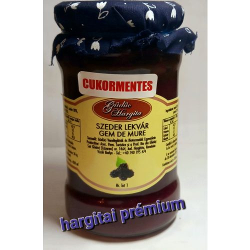 Kézműves Székely cukormentes lekvár - FEKETE SZEDER 310 g - 100 % gyümölcs, édesítőszer nélkül, sűrítőanyag nélkül