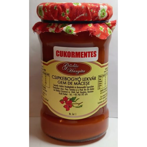 Kézműves Székely cukormentes lekvár -  ERDEI CSIPKEBOGYÓ 310 g - 100 % gyümölcs, édesítőszer nélkül, sűrítőanyag nélkül