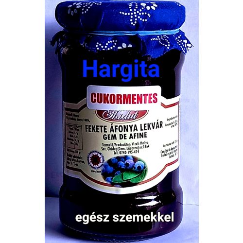 Kézműves Székely cukormentes lekvár - ERDEI FEKETE ÁFONYA 310 g - 100 % gyümölcs, édesítőszer nélkül, sűrítőanyag nélkül (EGÉSZ SZEMES)