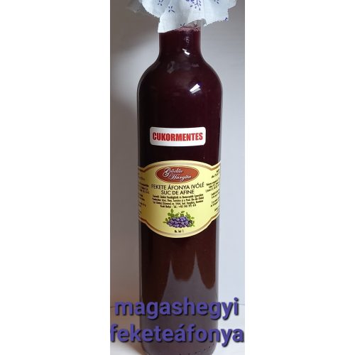 Kézműves székely FEKETE ÁFONYA LÉ (szörp) cukormentes  -  500 ml üveges - prémium, édesítőszer mentes