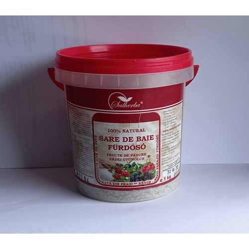 Prémium Parajdi fürdősó, vödrös - 1 kg  - Erdei gyümölcs - praktikus visszazárható csomagolásban