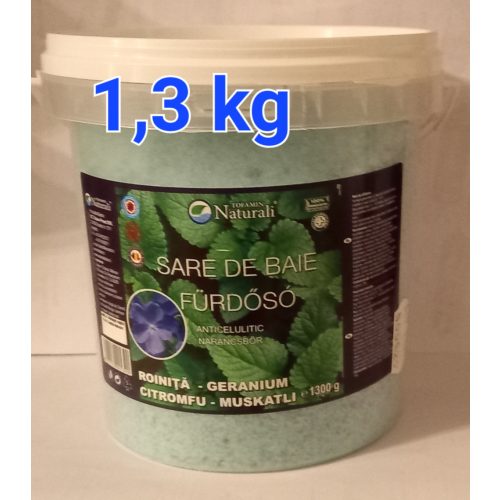 Prémium Parajdi fürdősó, vödrös - 1,3 kg - Citromfű-munkátli praktikus visszazárható csomagolásban