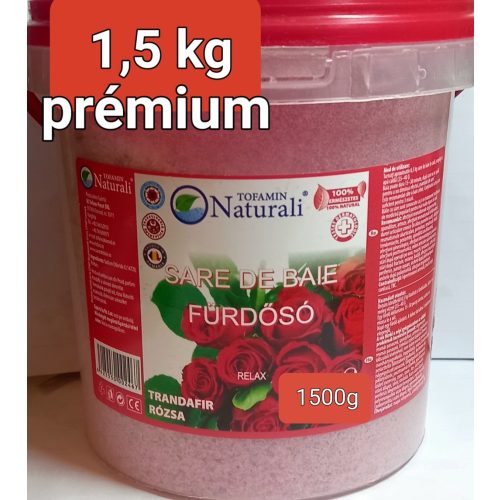 Prémium Parajdi fürdősó, vödrös - 1,5 kg - Rózsás - praktikus visszazárható csomagolásban
