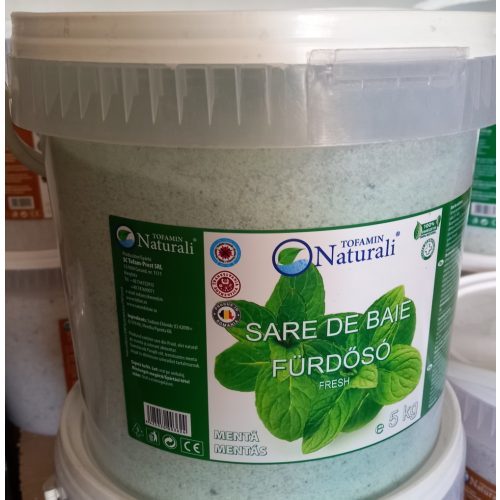 Prémium Parajdi fürdősó, vödrös - 5 kg - Mentás - praktikus visszazárható csomagolásban